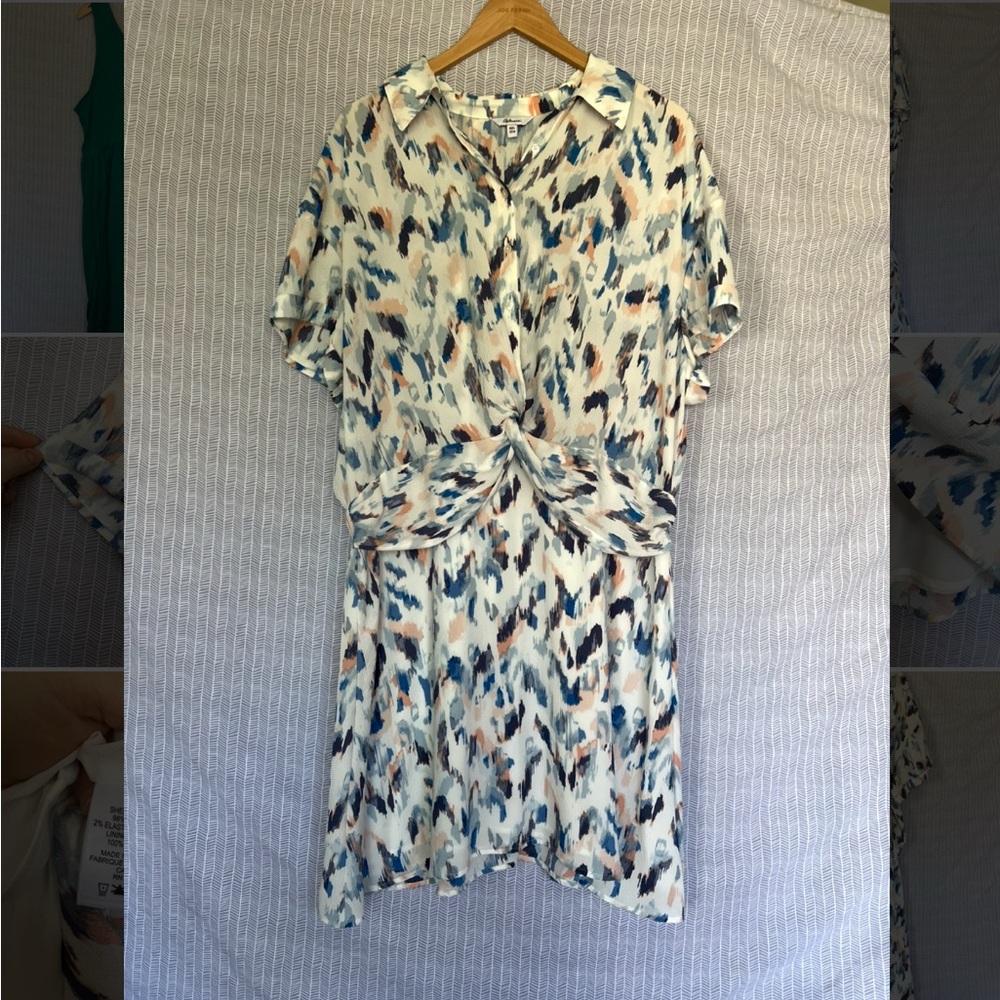 Reitmans White and Blue Patterned Midi Dress